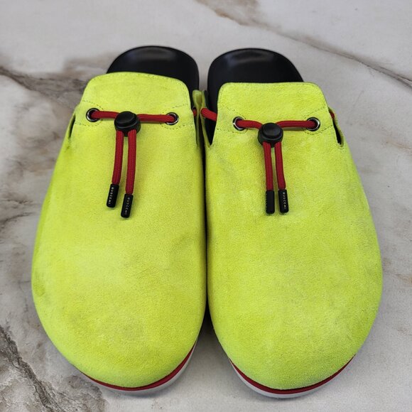 BUSCEMI Neon Suede Clogs Slides Slippers Men's Size 43 Red/Neon/Black - Picture 5 of 13